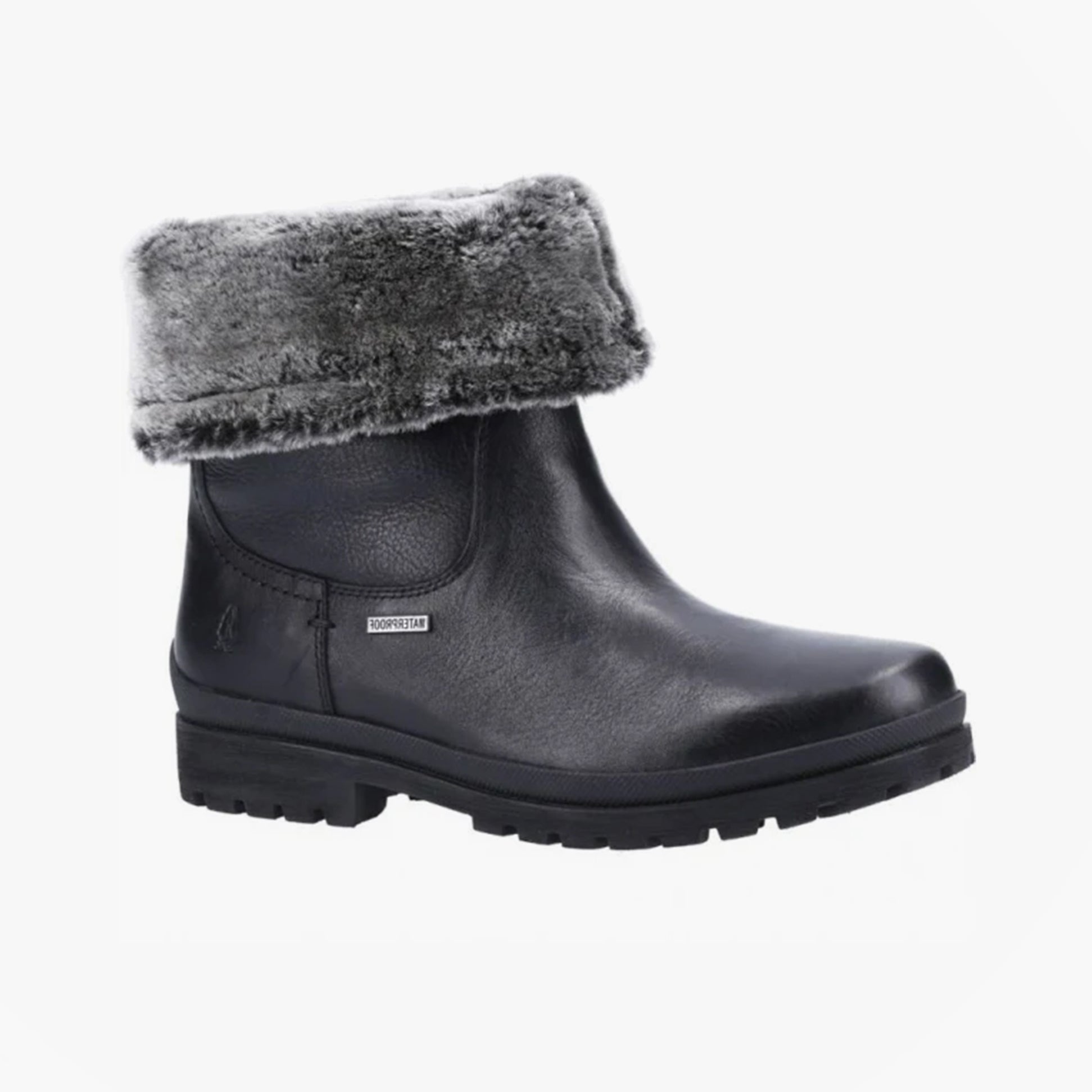 Hush Puppies ALICE Womens Leather Mid-Height Boots Black