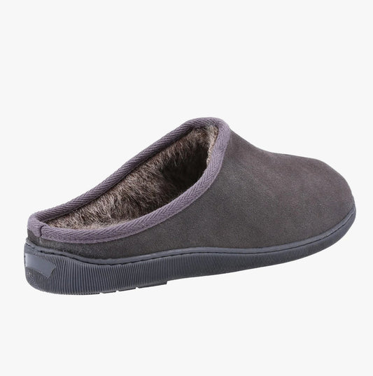 Hush Puppies ASHTON Mens Suede Slippers Grey