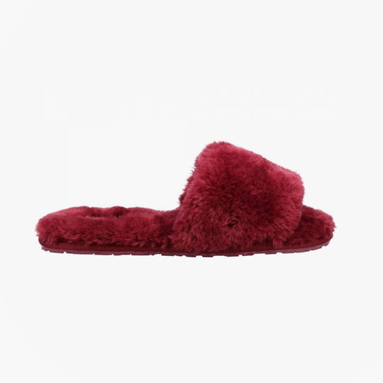Hush Puppies PRUE Womens Faux Fur Slippers Bordeaux