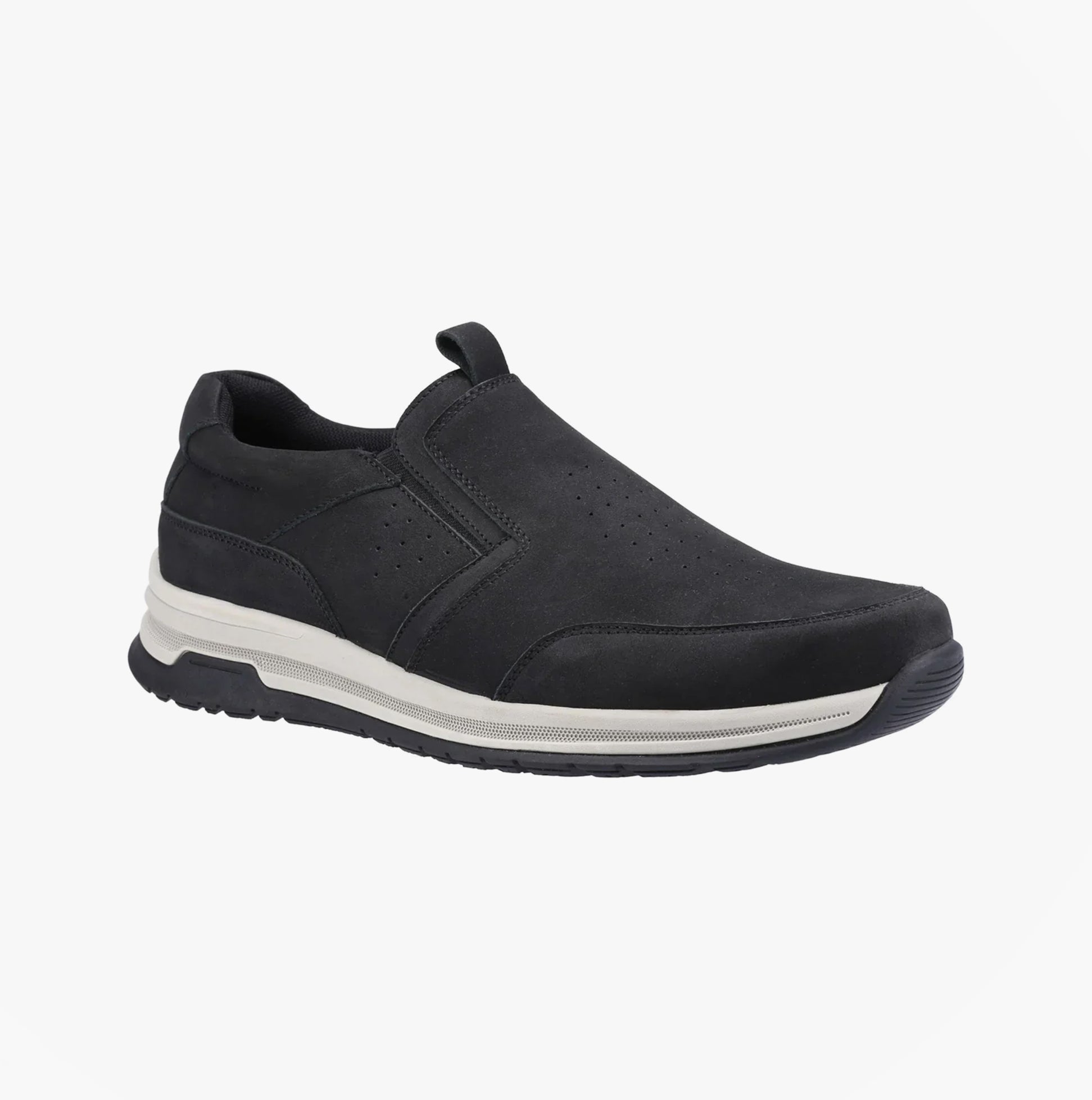 Hush Puppies COLE Mens Trainers Black Nubuck