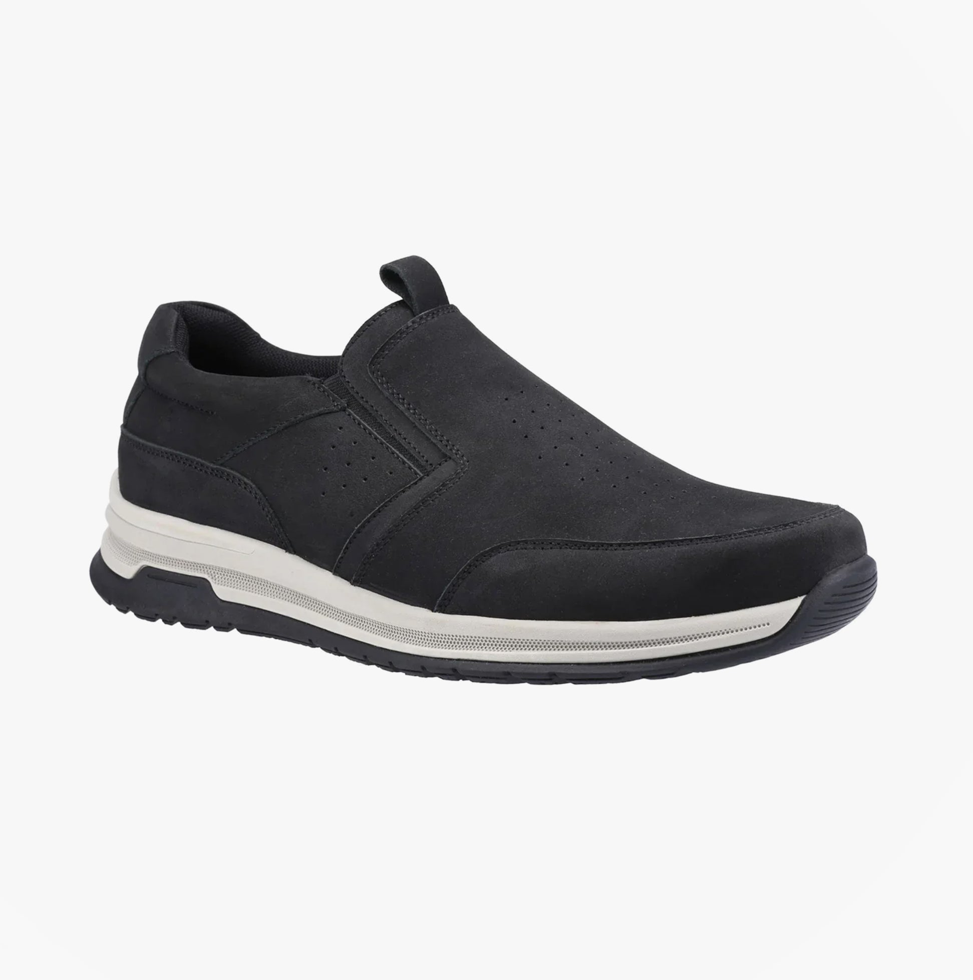 Hush Puppies COLE Mens Trainers Black Nubuck