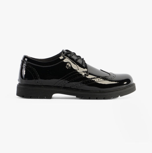 Hush Puppies SALLY Girls Leather School Shoes Black Patent