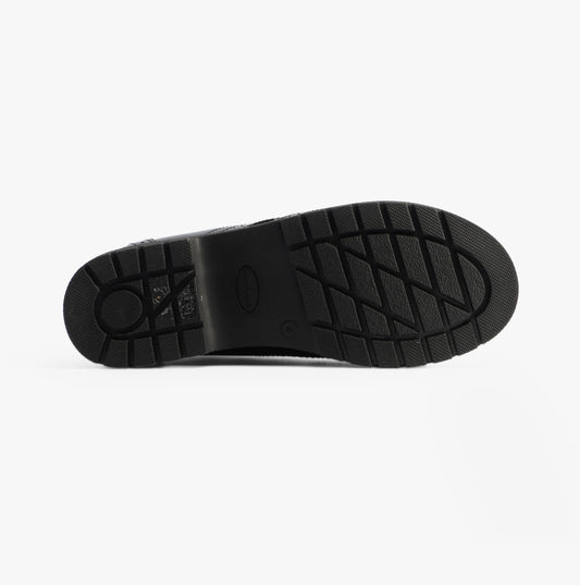 Hush Puppies SALLY Girls Leather School Shoes Black Patent