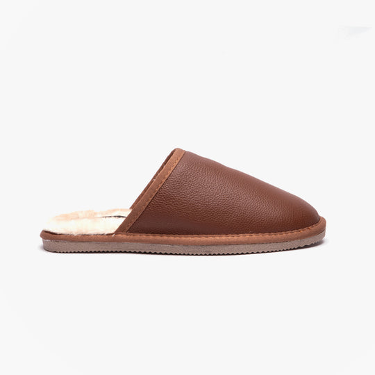 Hush Puppies COADY LEATHER SLIPPER Classic Mens Slippers Tan