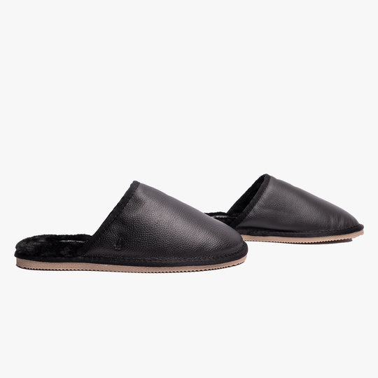 Hush Puppies COADY LEATHER SLIPPER Classic Mens Slippers Black