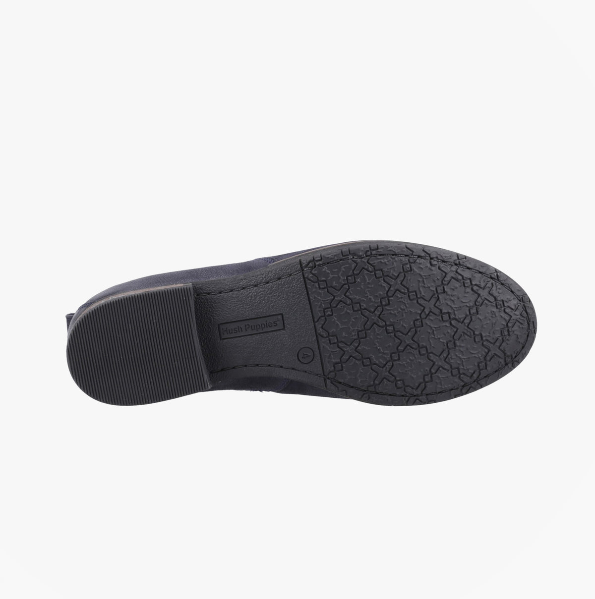 Hush Puppies EDITH Womens Ankle Chelsea Boots Navy bottom view showing sole design and traction features.