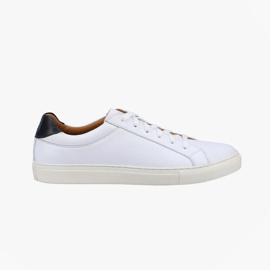 Hush Puppies COLTON Mens Trainers White side view with lace-up closure and low top design.