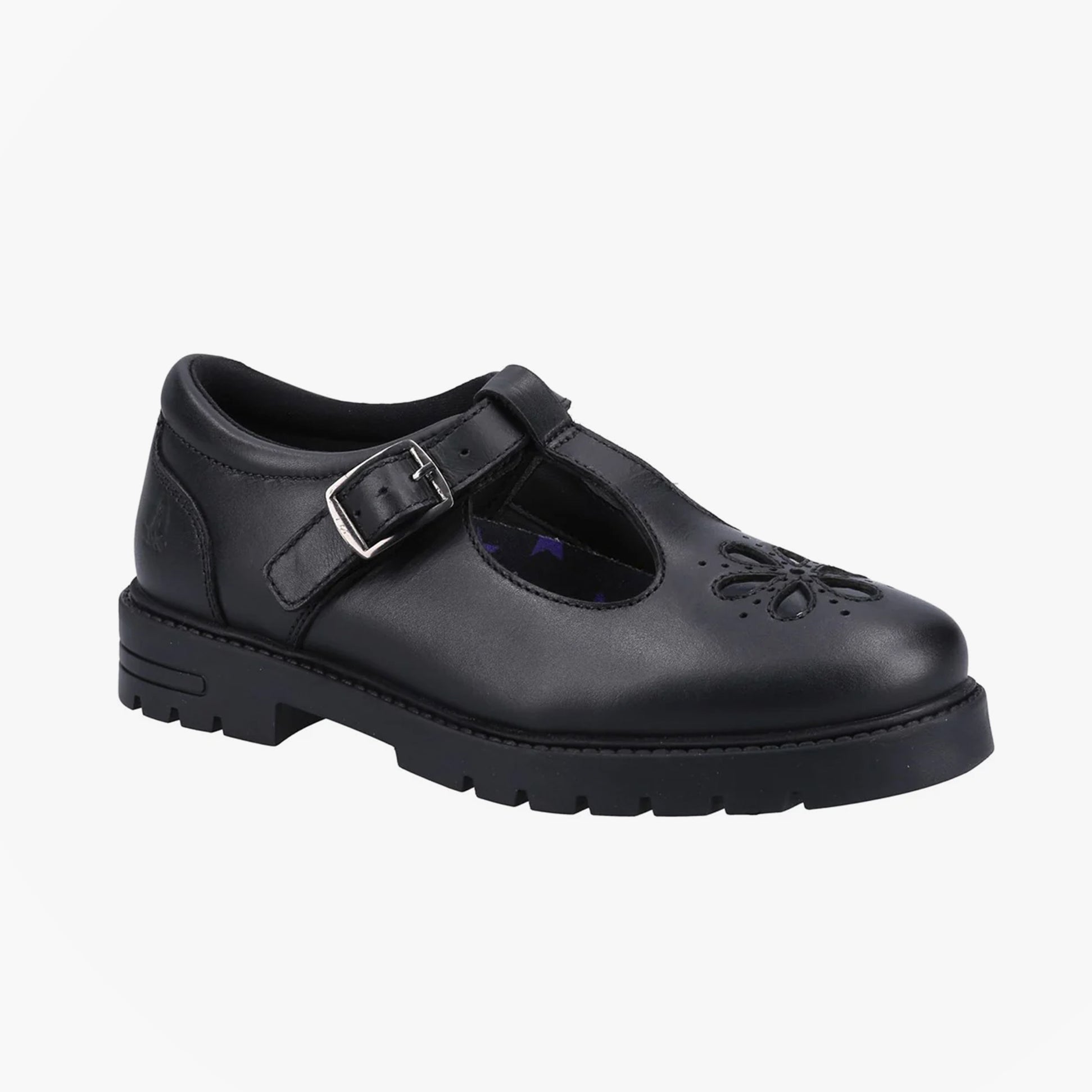 Hush Puppies FIONA Girls Leather School Shoes Black