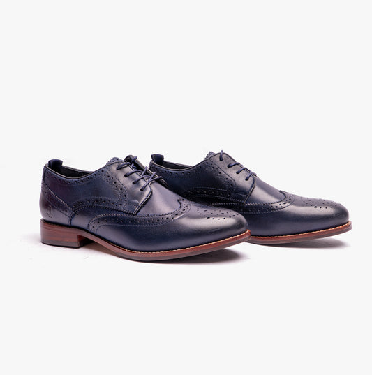 Hush Puppies NATALIA Womens Leather Brogues Navy