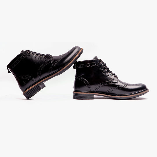 Hush Puppies JOSHUA BROGUE Mens Boots Black