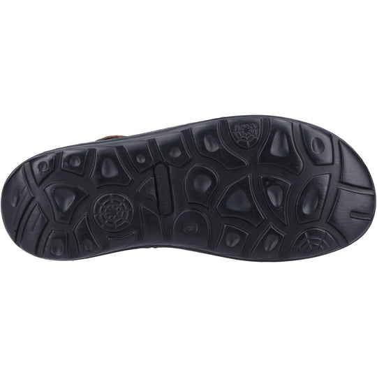 Hush Puppies ALBERT Mens Sandals Tan bottom view showcasing sole design and texture.