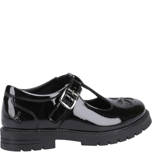 Hush Puppies FIONA Girls Leather School Shoes Patent Black