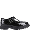 Hush Puppies FIONA Girls Leather School Shoes Patent Black