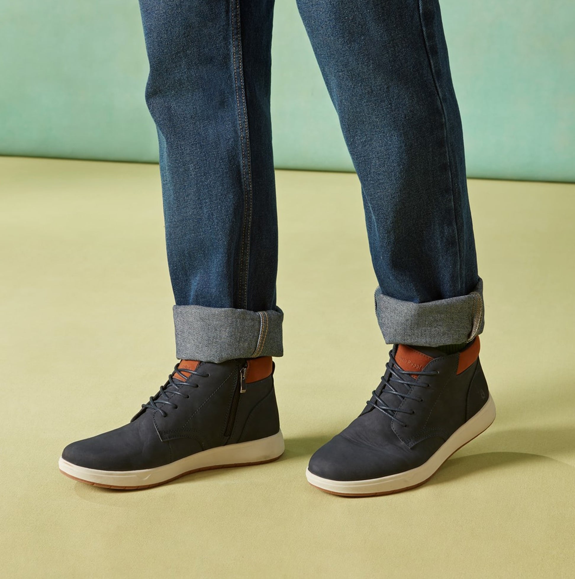 Hush Puppies BRONKO Mens Chukka Boots Navy
