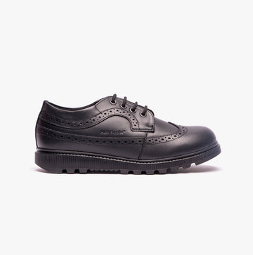 Hush Puppies FELICITY JUNIOR Girls Leather Oxford Shoes Black - Shuperb