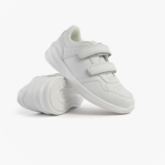 Hush Puppies MARLING EASY Unisex Trainers White side view showing touch fasten straps and round toe design.