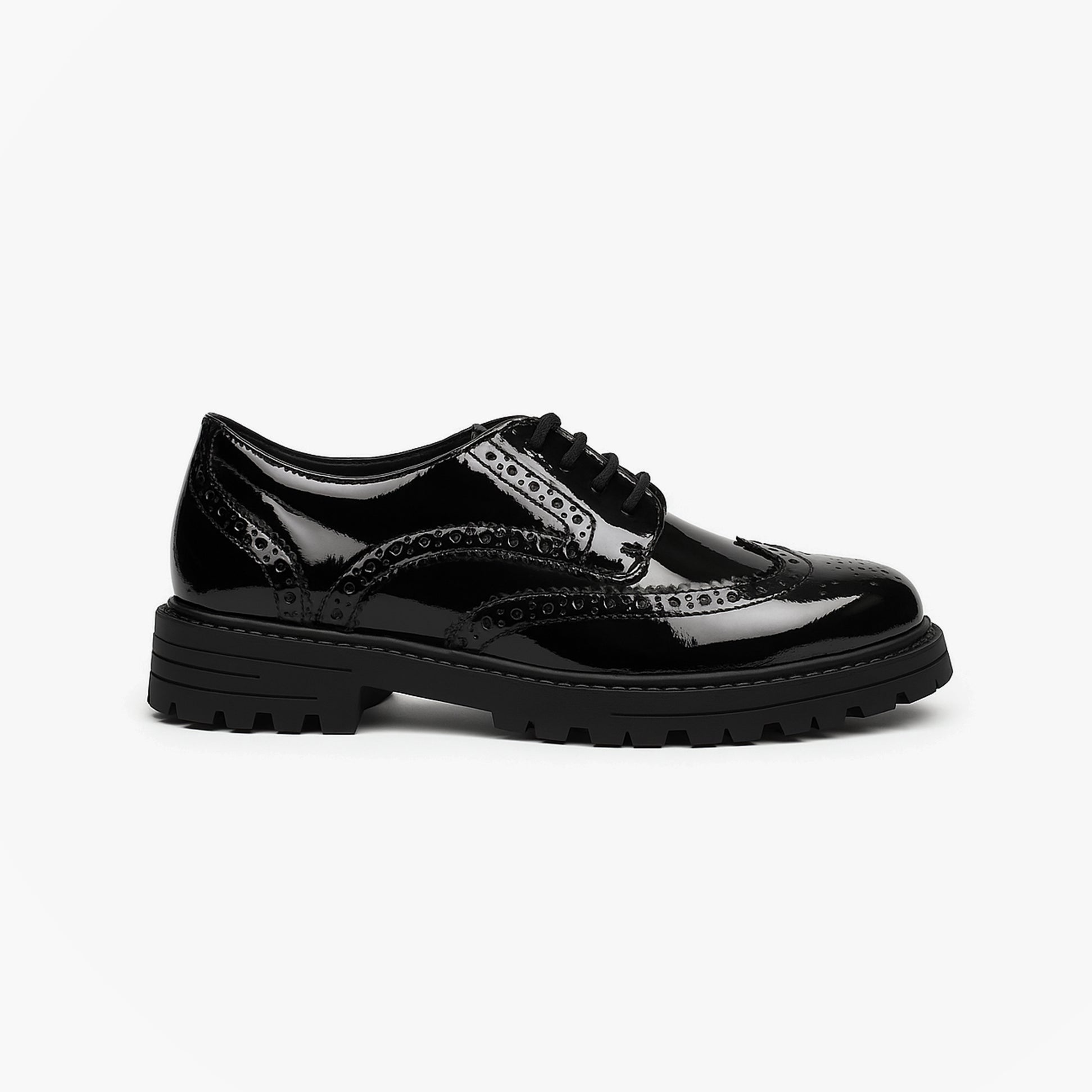 Hush Puppies MAXINE Girls School Shoes Black Patent