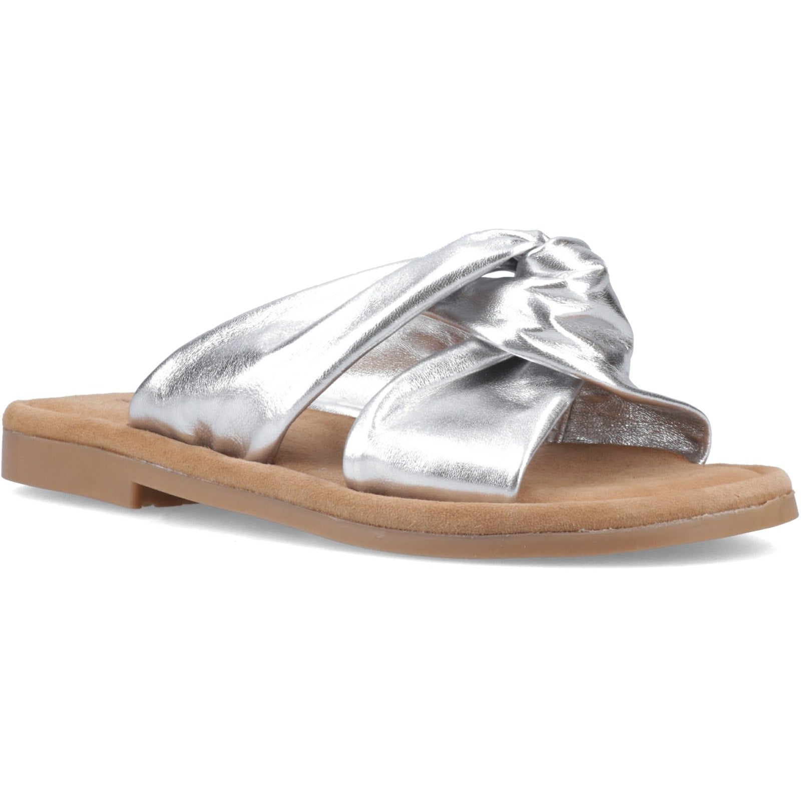Hush Puppies AMY WIDE FIT Womens Cross Strap Sandals Silver