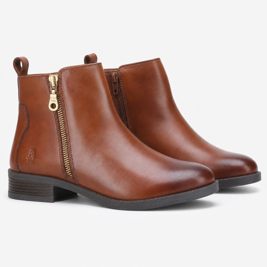 Hush Puppies Perry Zip Boot Womens Ankle Boots Tan