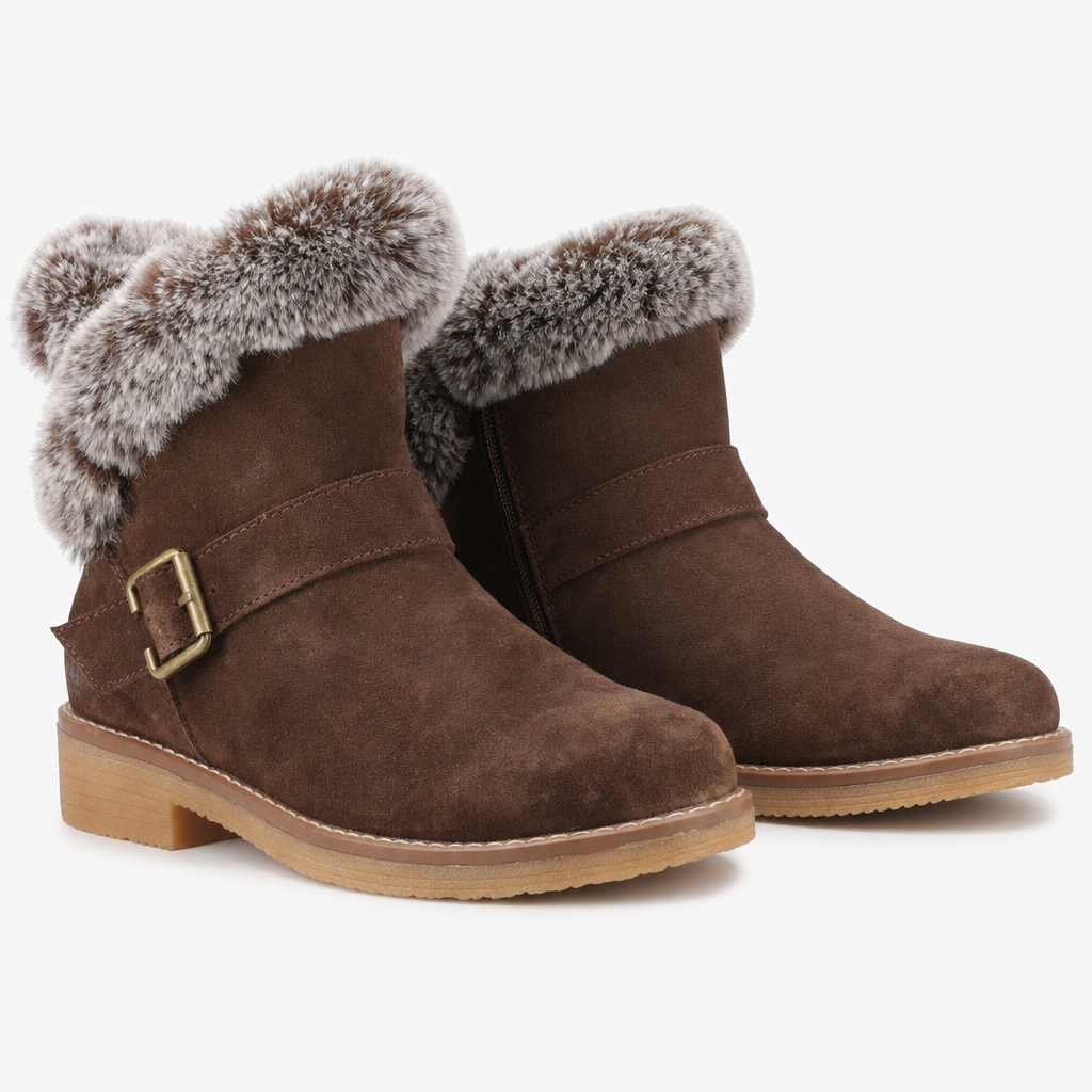 Hush Puppies Hannah Wide Fit Boot Womens Ankle Boots Chocolate