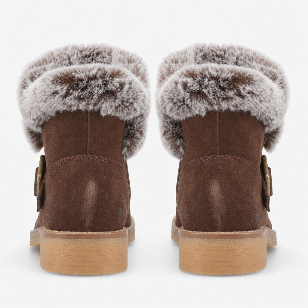 Hush Puppies Hannah Wide Fit Boot Womens Ankle Boots Chocolate