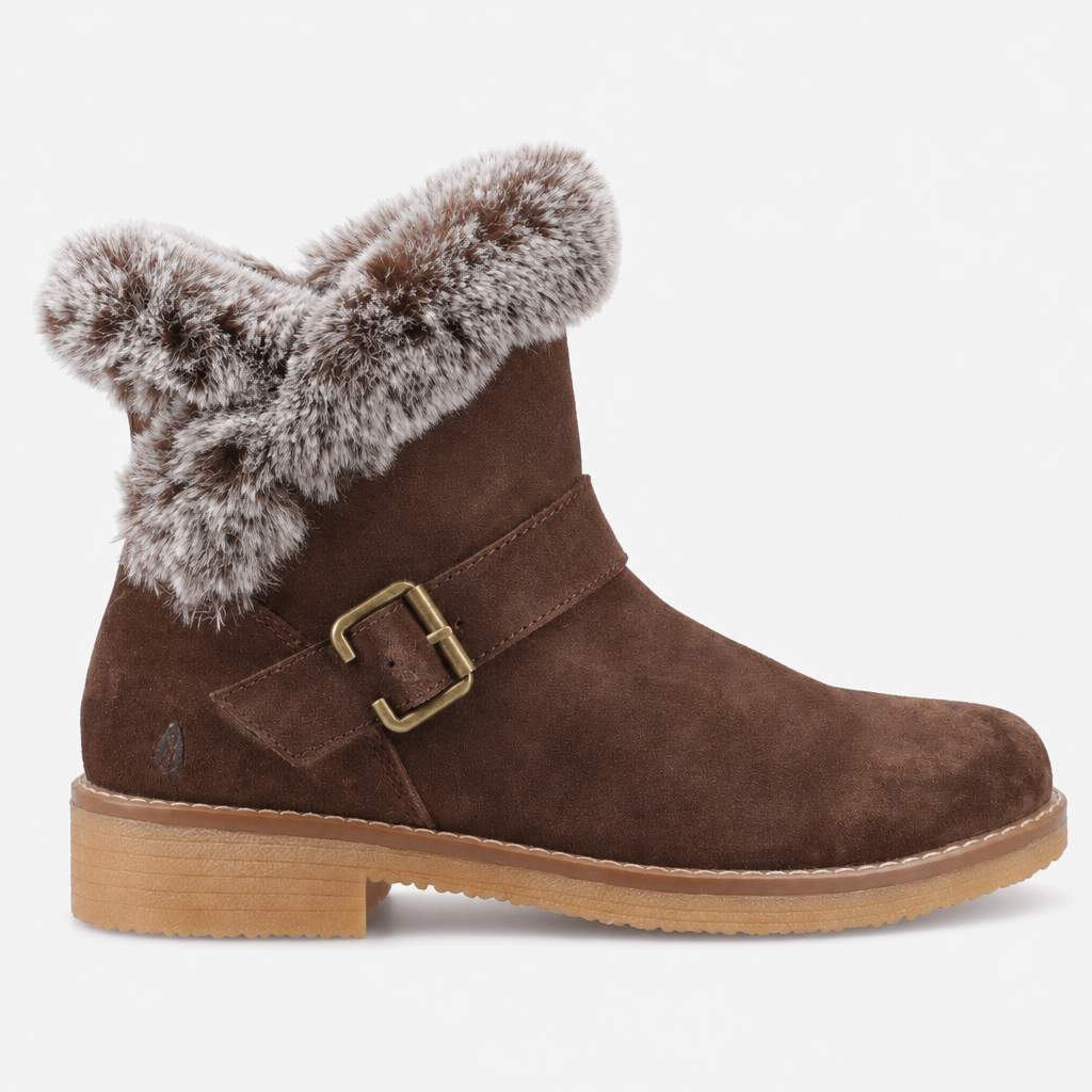 Hush Puppies Hannah Wide Fit Boot Womens Ankle Boots Chocolate