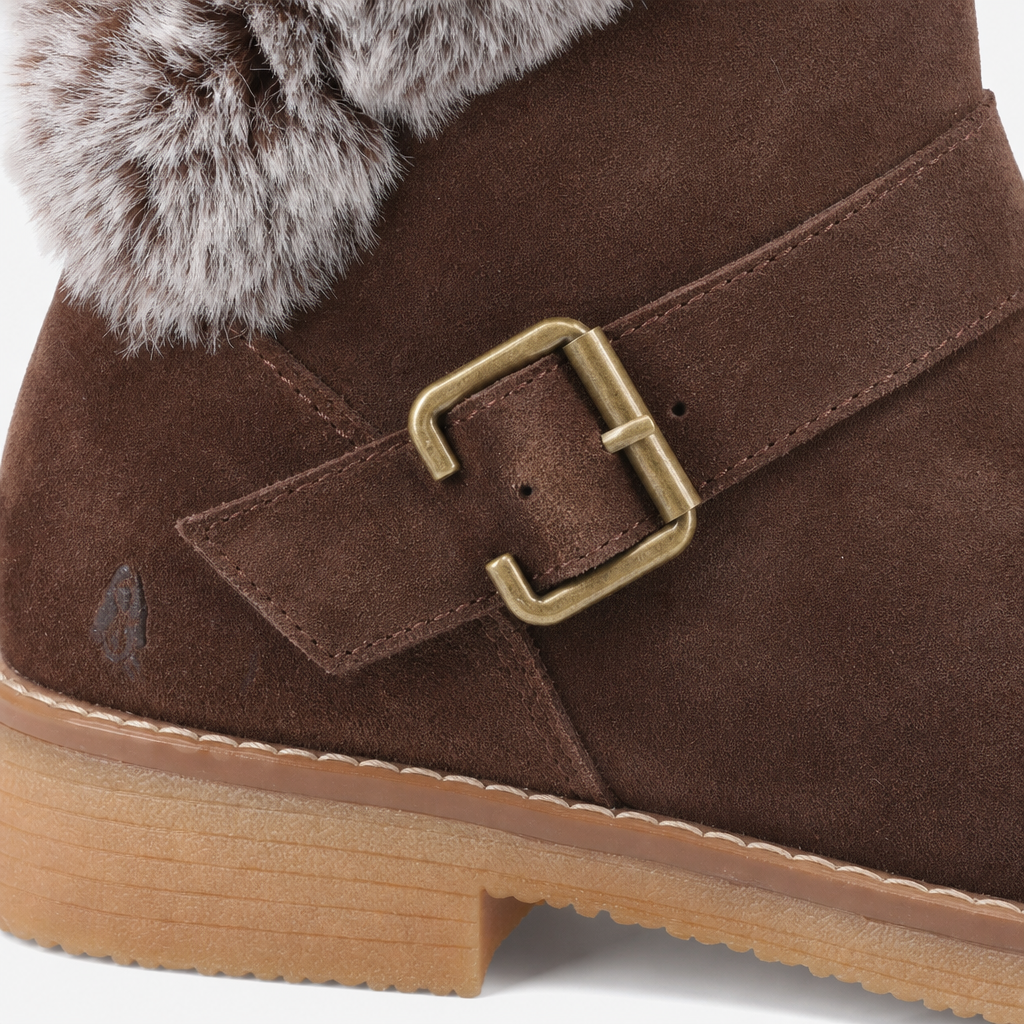 Hush Puppies Hannah Wide Fit Boot Womens Ankle Boots Chocolate