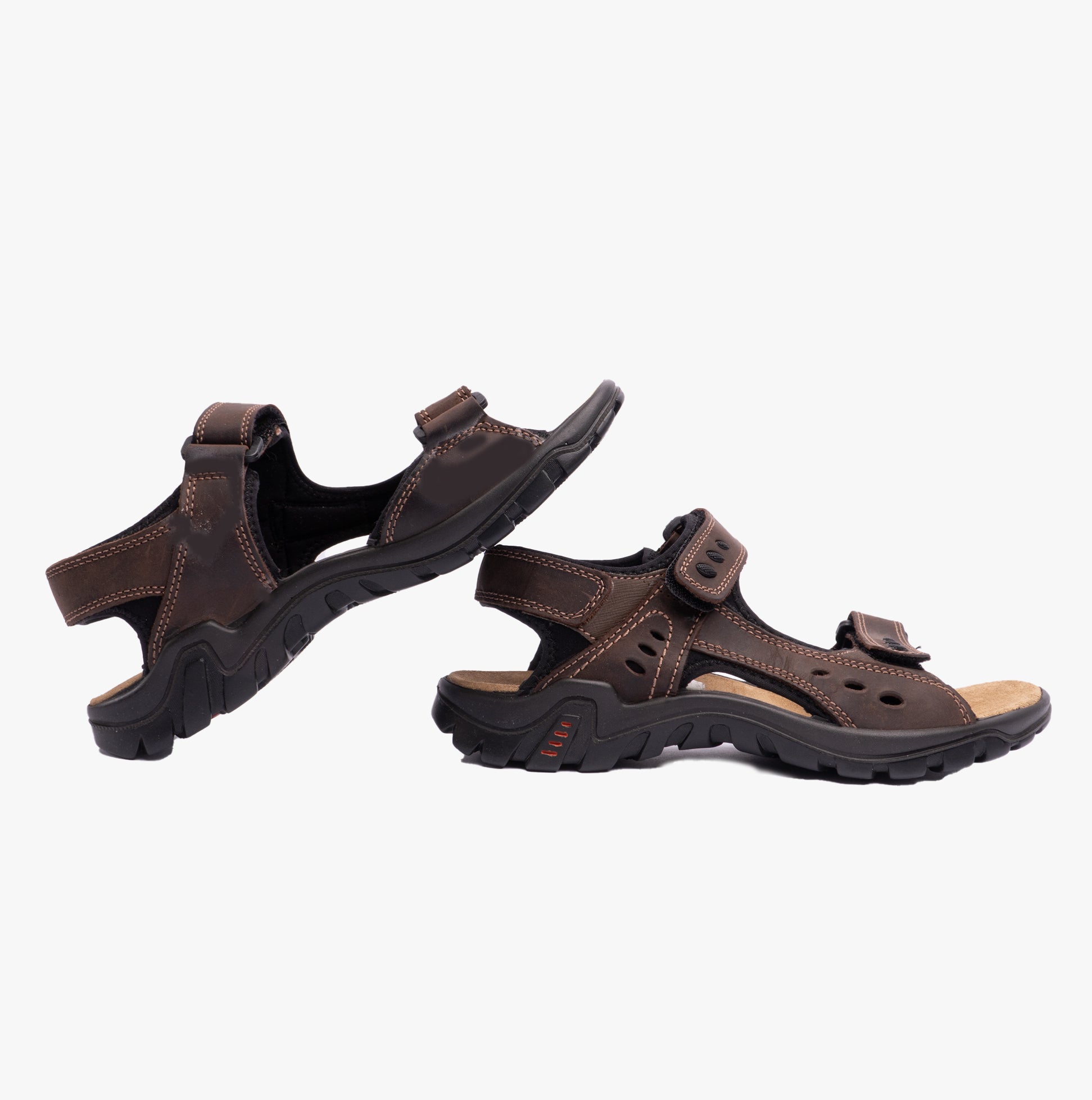 IMAC LUCAS Mens Leather Padded Sports Sandals Brown