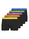 Jack & Jones LEO SOLID Mens 5 Pack Trunks Black