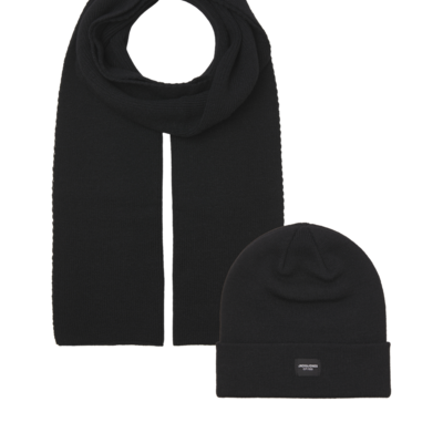 Jack & Jones DNA Mens Hat & Scarf Black