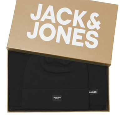 Jack & Jones DNA Mens Hat & Scarf Black