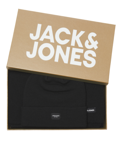 Jack & Jones DNA Mens Hat & Scarf Black