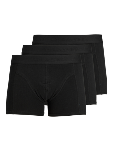 Jack & Jones WAISTBAND 3 Pack Trunks Mens Black