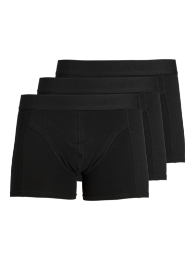 Jack & Jones WAISTBAND 3 Pack Trunks Mens Black