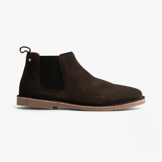 Jack & Jones BRAVO SUEDE Mens Chelsea Boots Pirate Black side view showcasing suede upper and rubber sole.