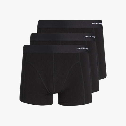 Jack & Jones BASIC BAMBOO Mens 3 Pack Trunks Black