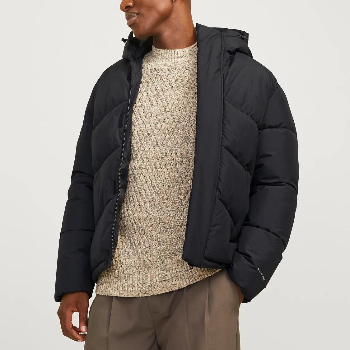 Jack & Jones WORLD Mens Puffer Jacket Black