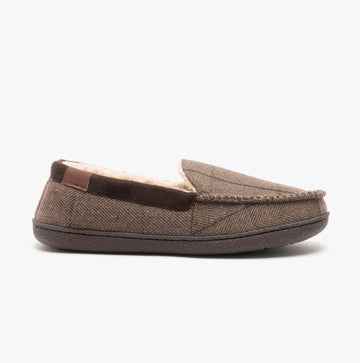 Jo & Joe GLENGARRY Mens Moccasin Slippers Brown