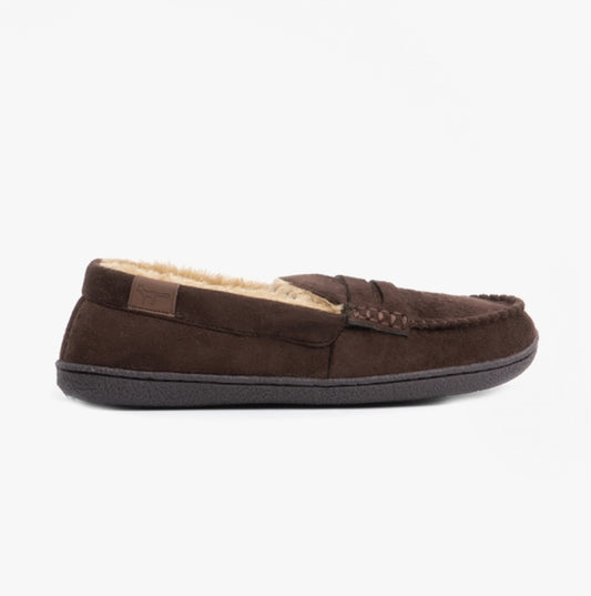 Jo & Joe NEW HAMPSHIRE Mens Moccasin Slippers Brown