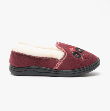 Jo & Joe EDITH Womens Full Slippers Burgundy