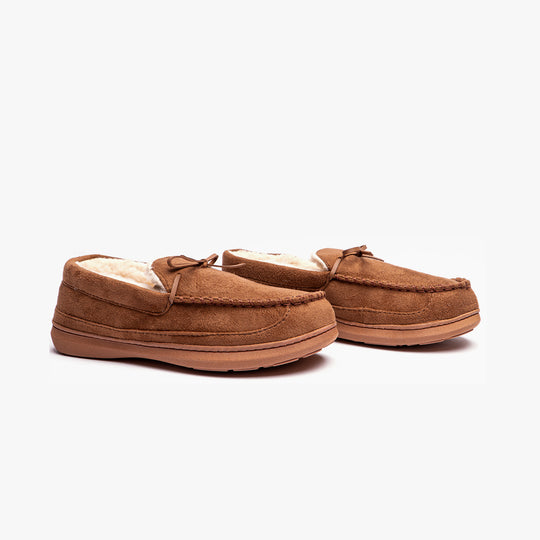 Jo & Joe CRANFORD Mens Moccasin Slippers Cognac