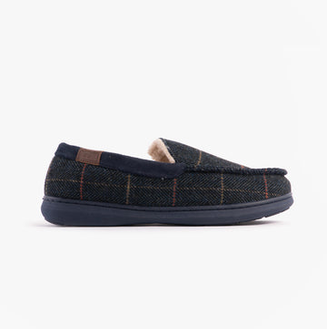 Jo & Joe GLENCOE Mens Moccasin Slippers Navy