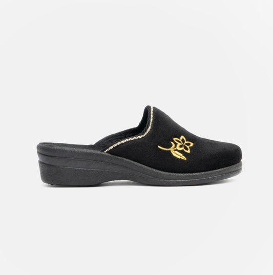 Jo & Joe HELEN Womens Wedge Heel Mule Slippers Black