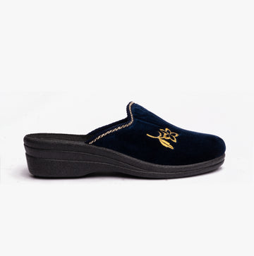 Jo & Joe HELEN Womens Wedge Heel Mule Slippers Navy