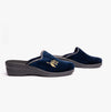 Jo & Joe HELEN Womens Wedge Heel Mule Slippers Navy