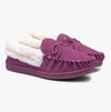 Jo & Joe MULL Womens Suede Moccasin Slippers Dark Pink