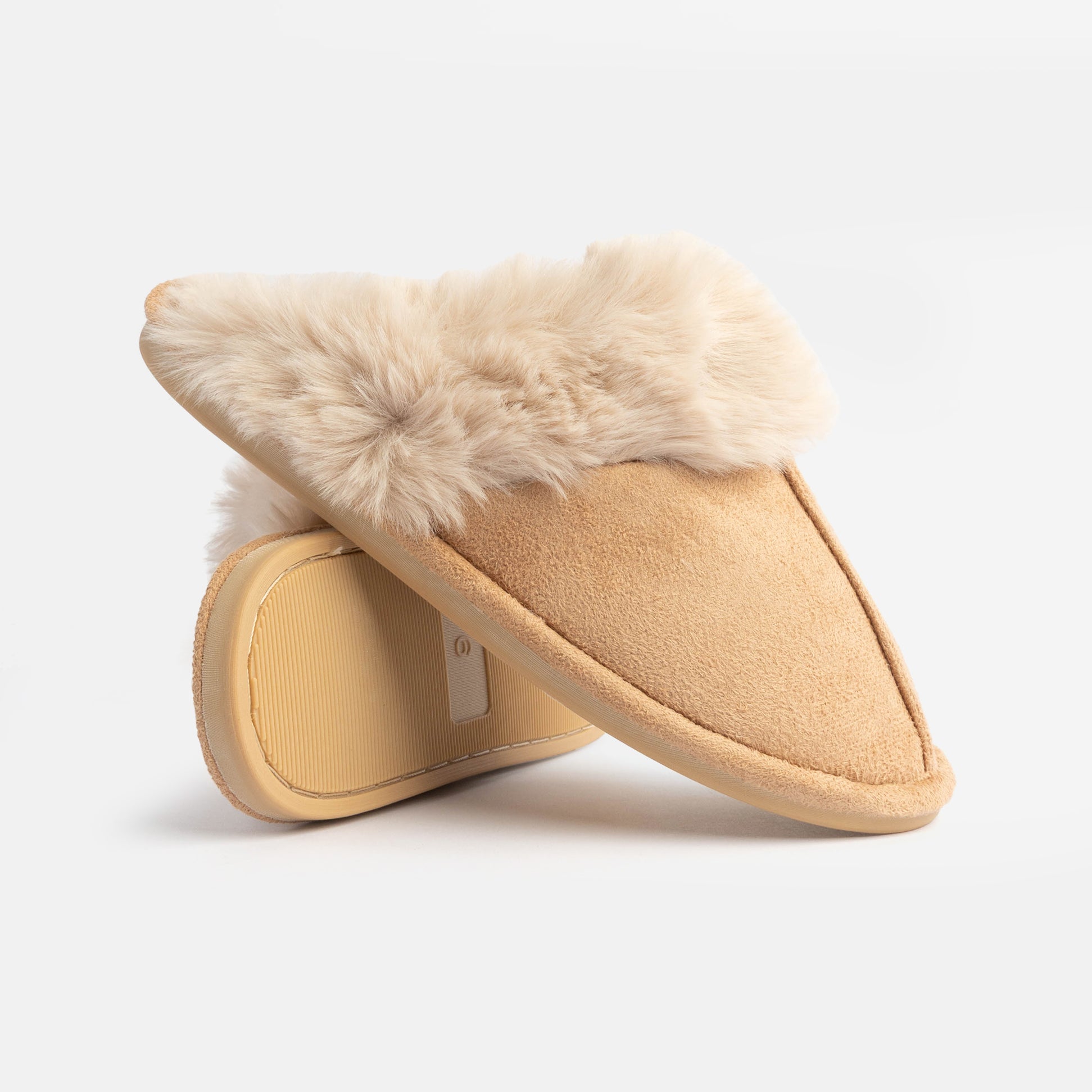 Jo & Joe SCARLETT Womens Faux Fur Mule Slippers Caramel