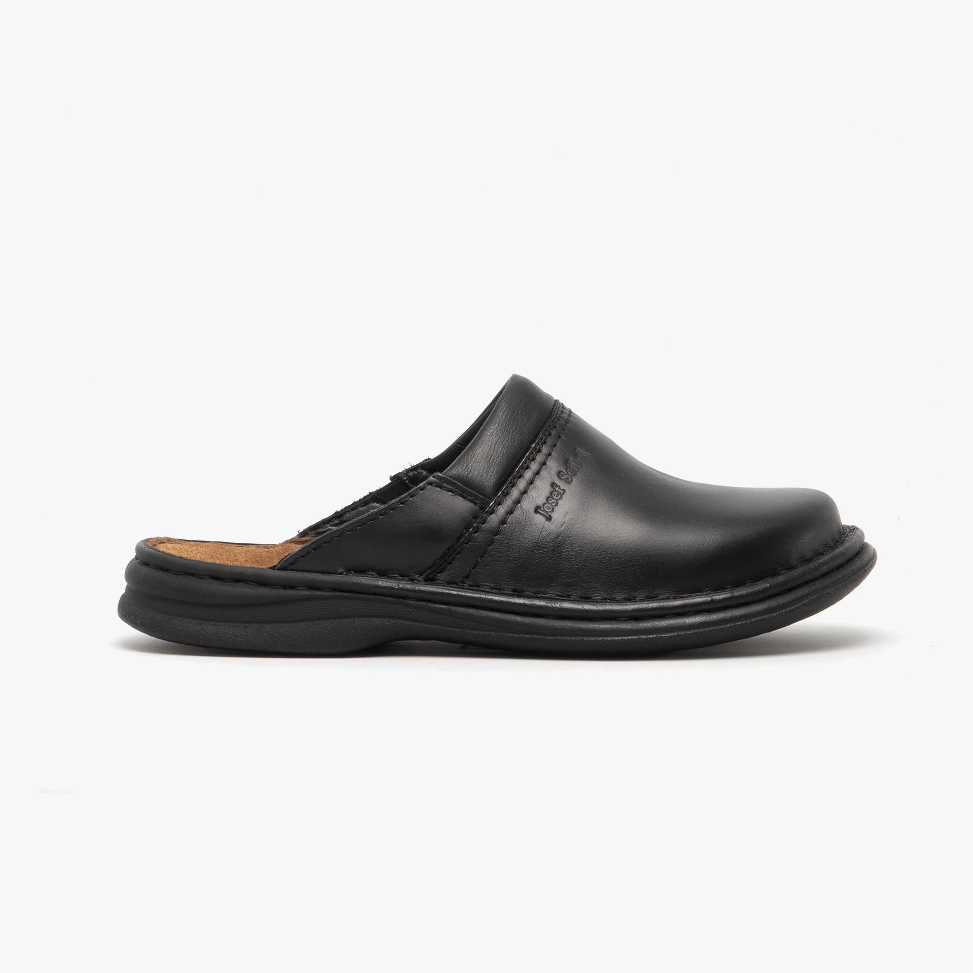 Josef Seibel MAX Mens Leather Mule Clogs Black