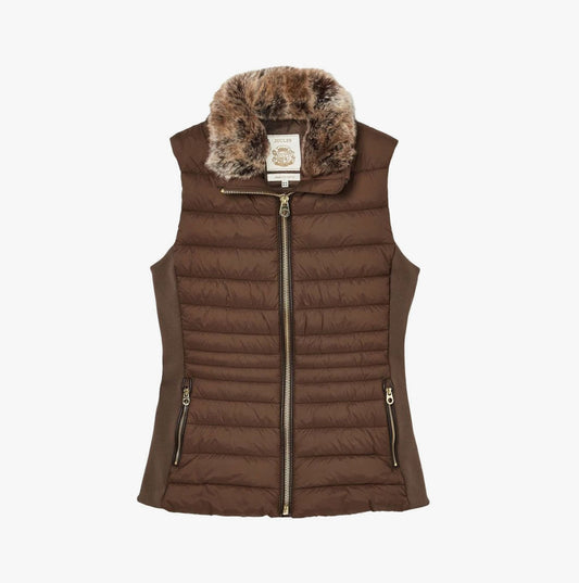 Joules Beckley Womens Padded Showerproof Gilet Chestnut