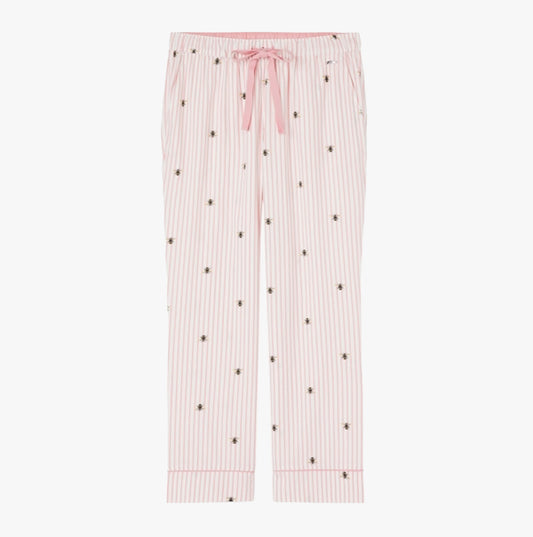 Joules LUNA LIGHT Womens Pyjama Bottoms Pink Bee Stripe